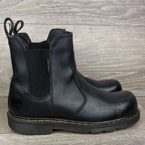 Dr. Martens Fusion ST Men’s Sz 11 Black Leather Steel Toe Pull On Chelsea Boots - Picture 1 of 14
